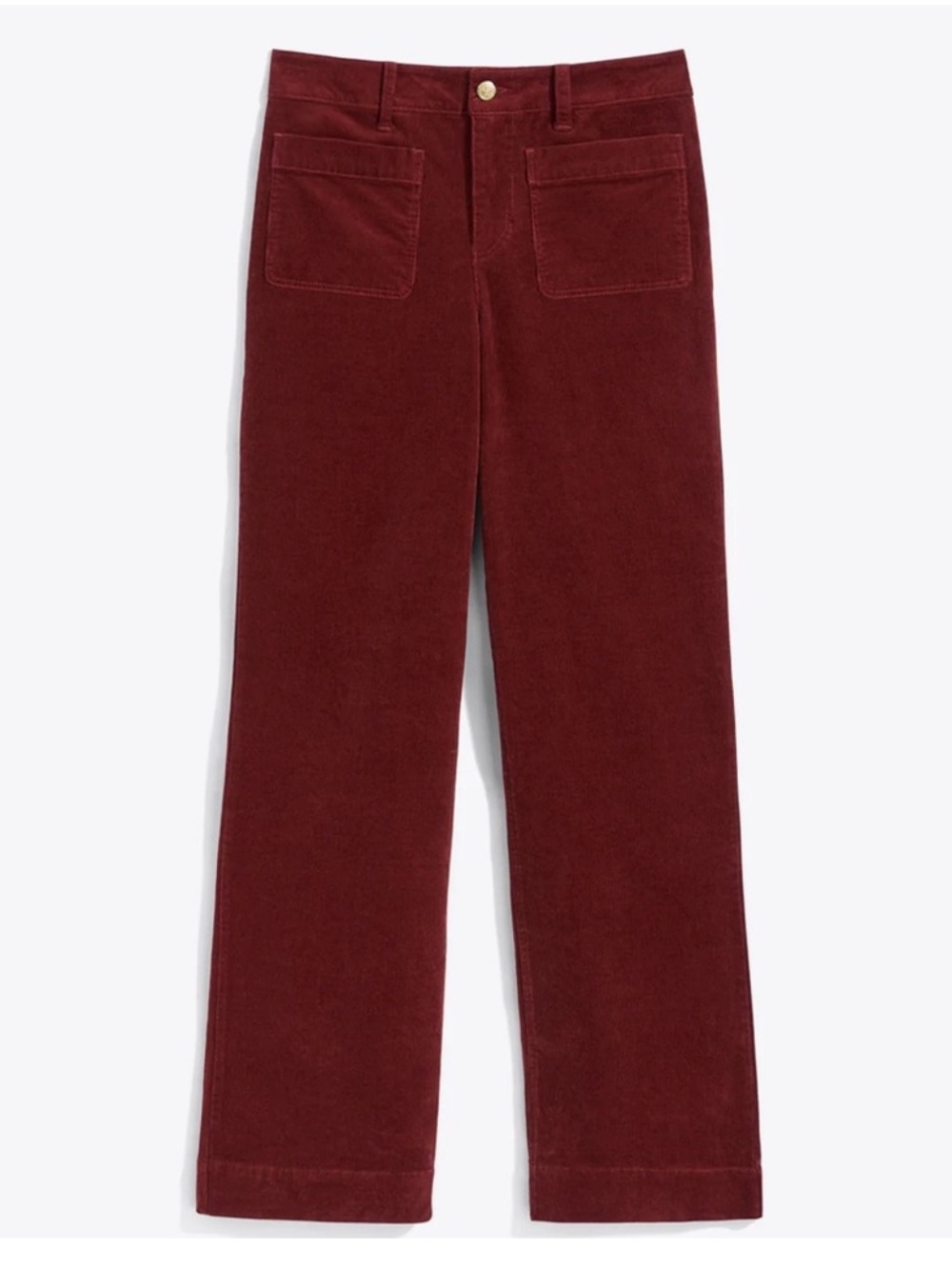 Draper James rust red corduroy slim wide leg pants high rise